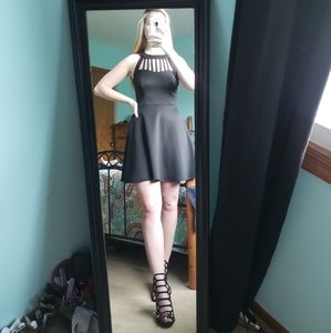 Black Cage Neckline Dress